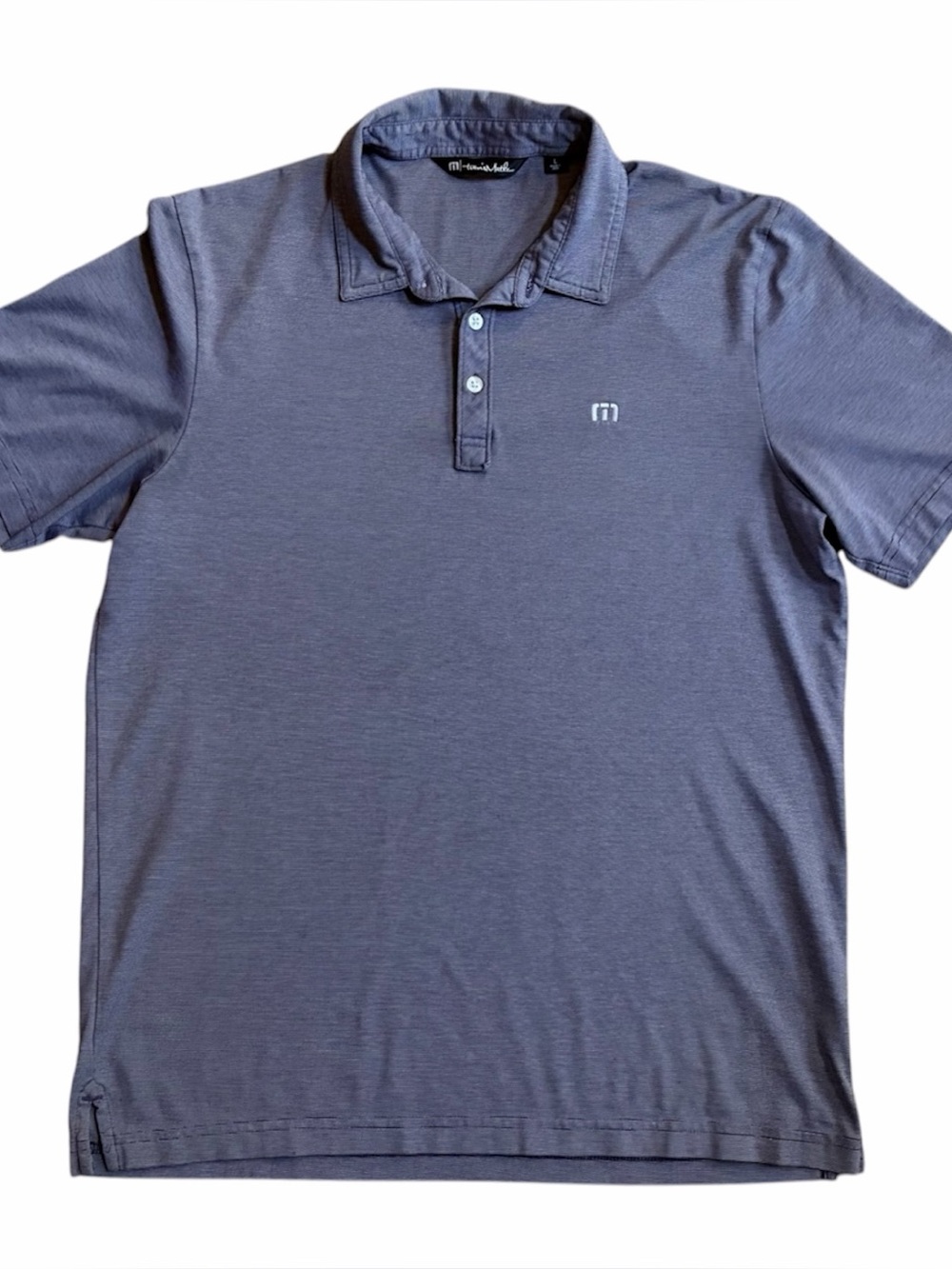 Travis Mathew Polo Shirt Mens Large Purple White Stripes Short Sleeve Golf